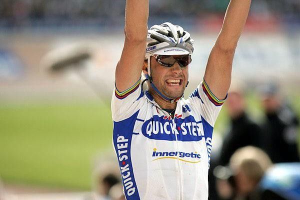 A jubilant Tom Boonen wins the 106th edition of Paris-Roubaix.