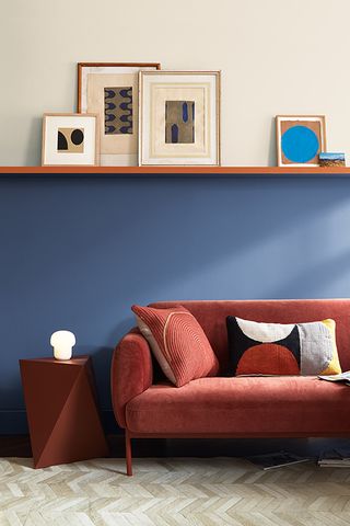 small living room in Benjamin Moore Blue Nova