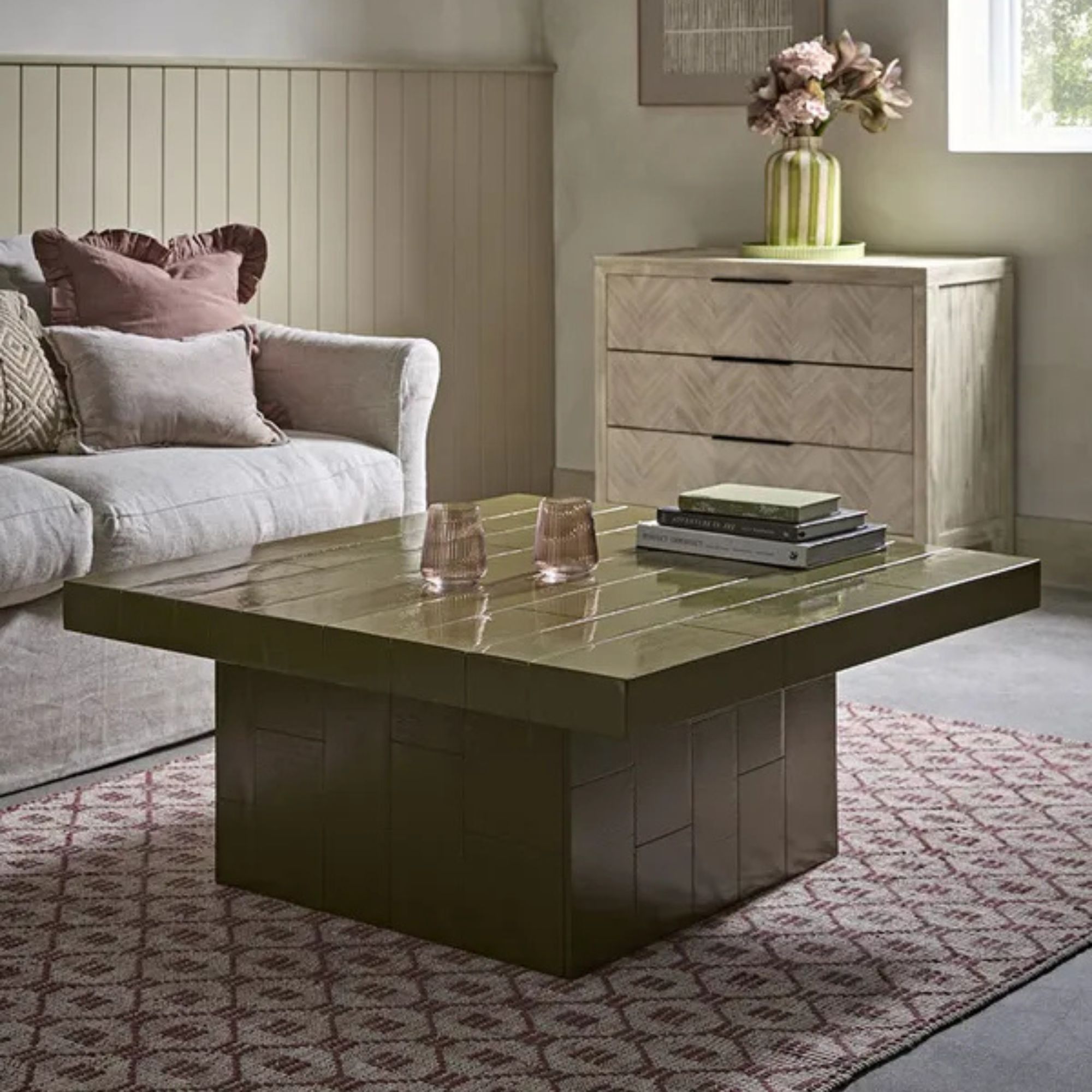 Cox &amp;amp; Cox, Tiled Coffee Table - Pistachio