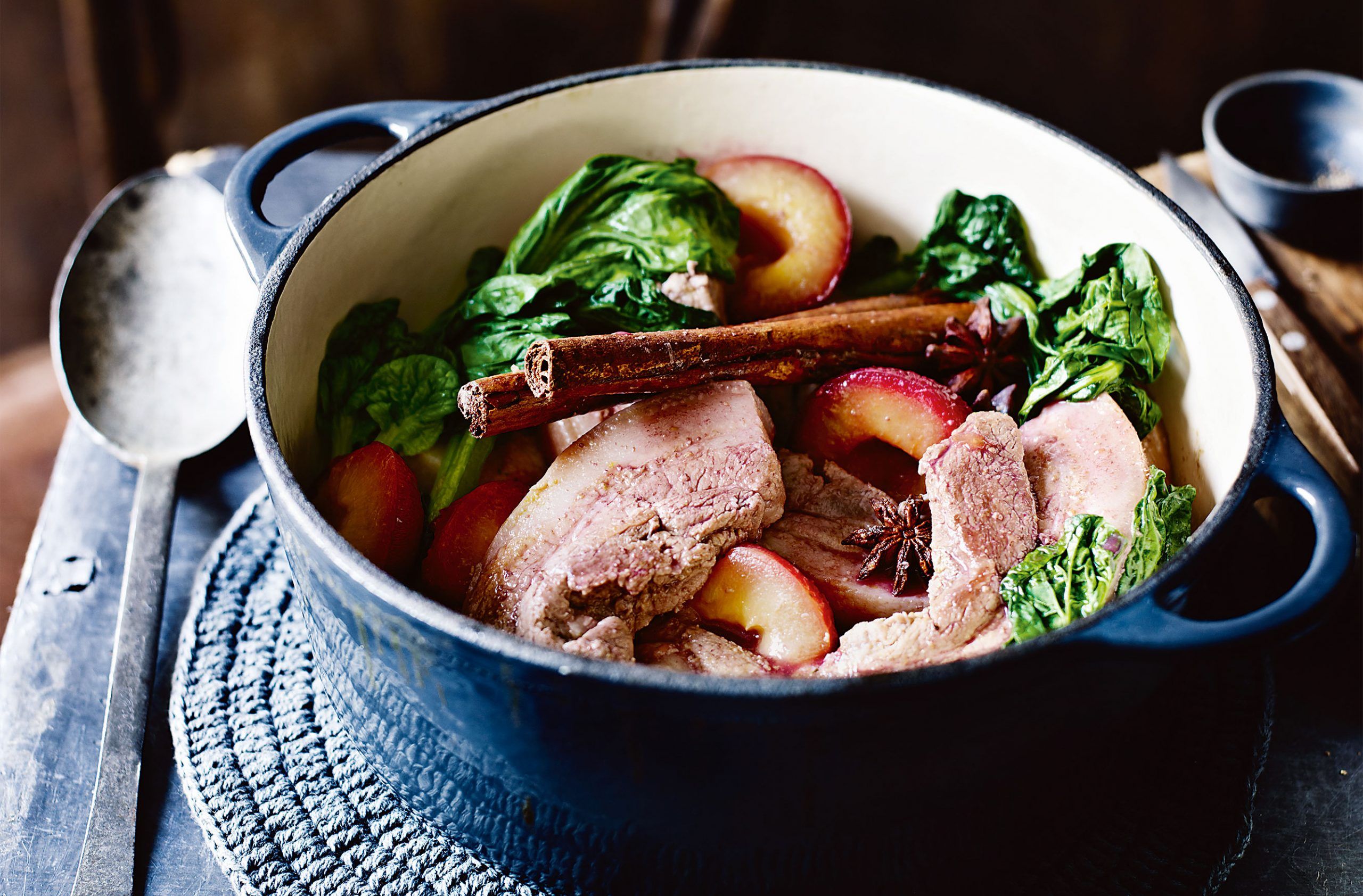 Slow cooker Chinese spiced pork belly with plums recipe