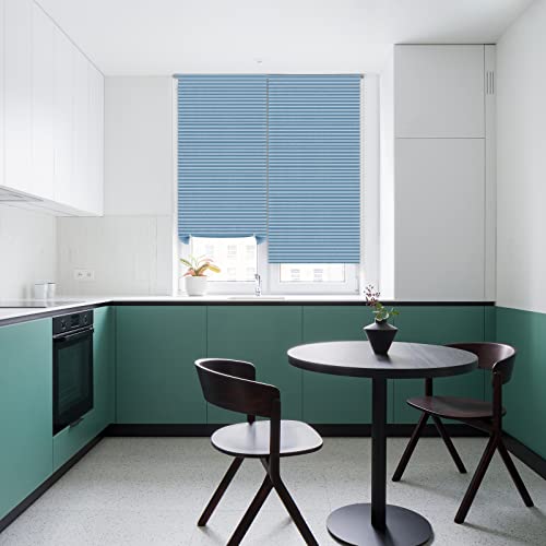 No Drill Blinds Non-Woven Fabric Cut to Size Easy Fit Self Adhesive Stick on Pleated Temporary Shades Clip in Paper Blinds for Windows Patio Doors Kitchen Bathroom Bedroom