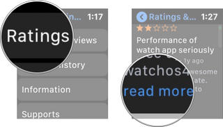 Tap Ratings & Reviews, and tap on Read More if you want to read the entire review.