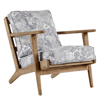 Karla armchair in grey and white with wood frame