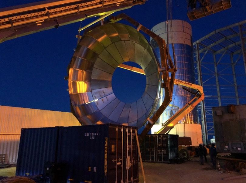 A piece of SpaceX&#039;s &quot;Mk1&quot; orbital Starship prototype at the company&#039;s facility in Boca Chica, Texas. SpaceX founder and CEO Elon Musk tweeted this photo on Aug. 5, 2019.