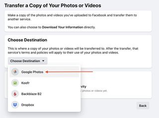 Facebook Google Photos Step 6