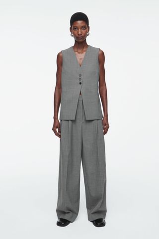 Relaxed Twill Wide-Leg Trousers