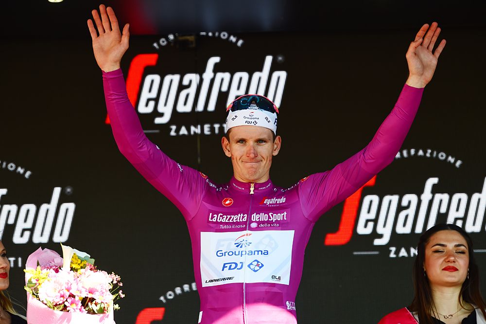 Arnaud Demare (Fra) Groupama-FDJ in the points jersey at the Giro d'Italia