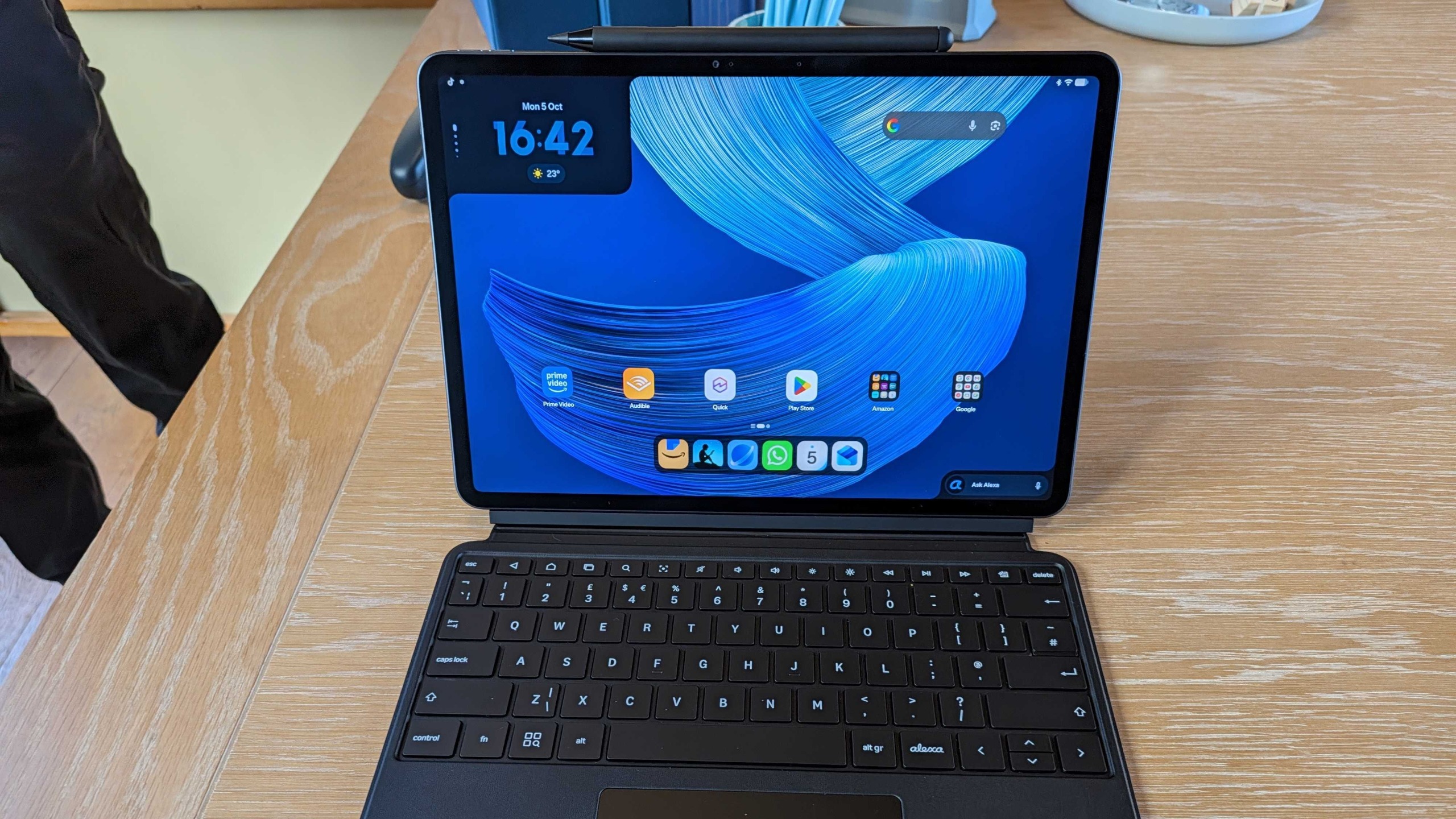 The Amazon Alexa Tablet 12 Pro with nanomatte display and keyboard