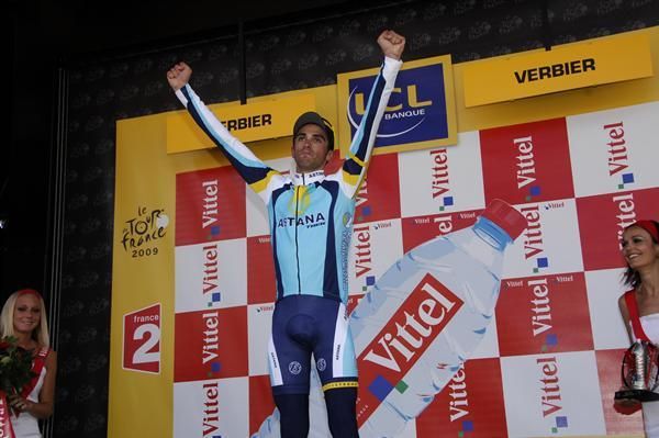 Alberto Contador (Astana) collects his stage win