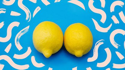 lemons on a bright background representing saggy boobs 