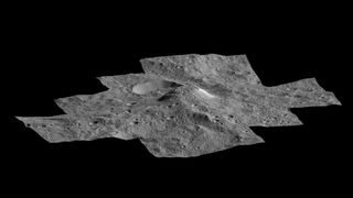 NASA's Dawn spacecraft produced this side-perspective view of the mountain Ahuna Mons on Ceres.