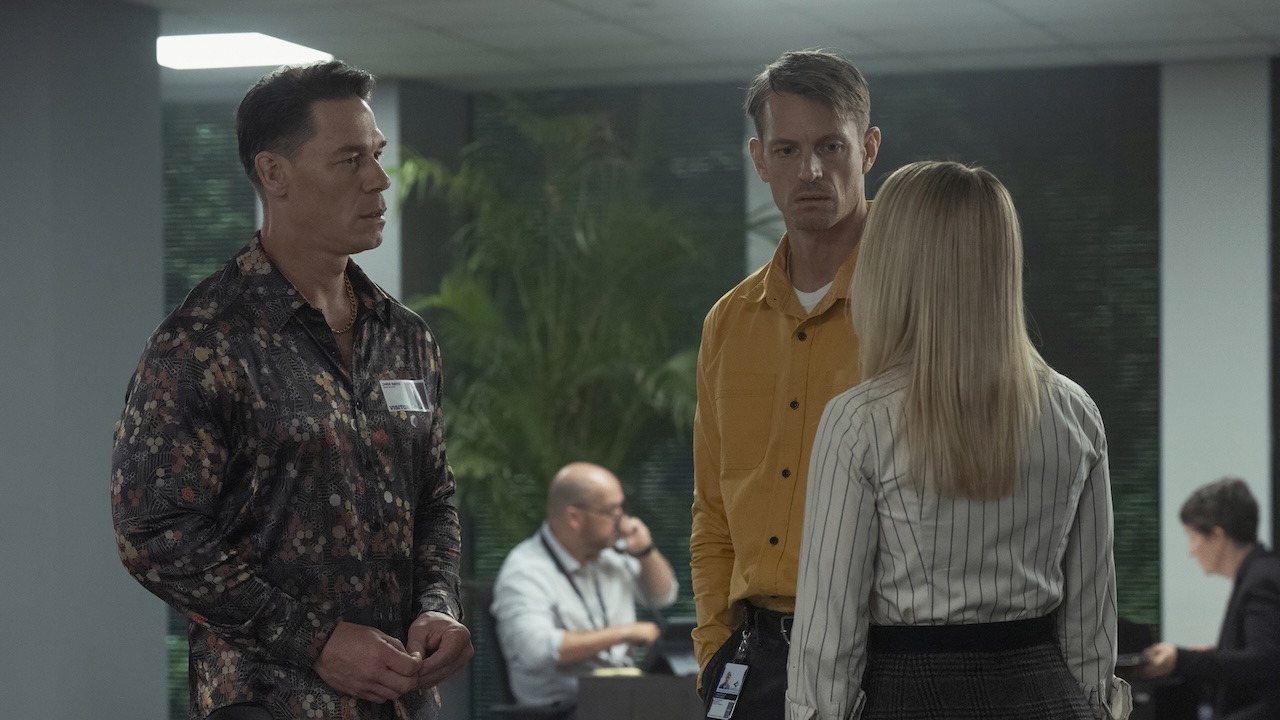 Chris, Rick Flag Jr. and Harcourt on Earth-2 in Peacemaker Season 2