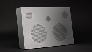 Nocs Monolith Aluminium speaker on a black background