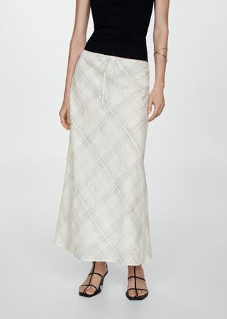 Printed Linen-Blend Skirt