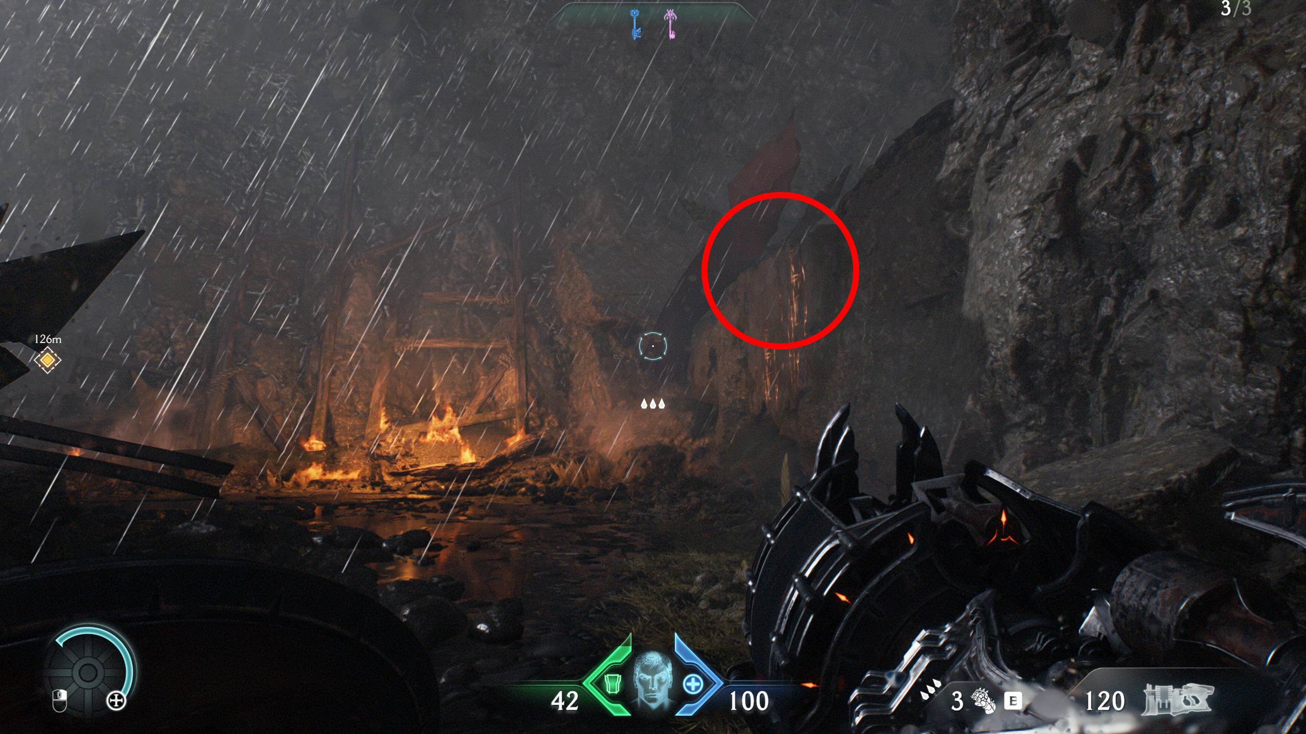 Doom: The Dark Ages Village of Khalim secrets - A rocky path with a hidden ledge you can climb on the right.