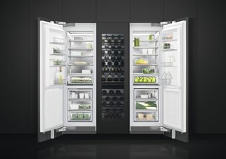fridge and freezer storage open doors by Fisher & Paykel