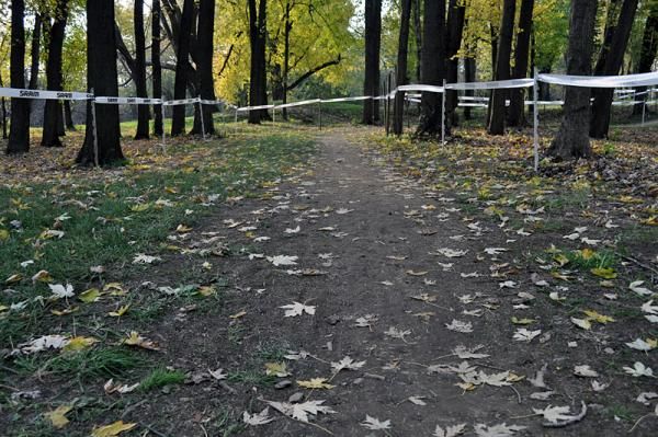 This section of the course through the woods is hard-packed and very fast.