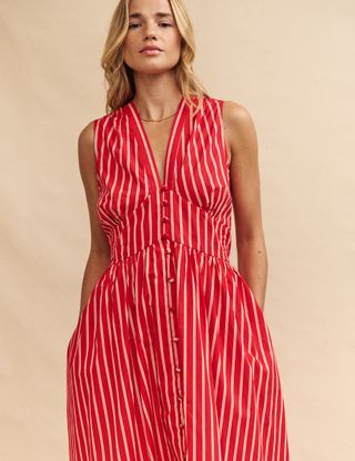 Nobody's Child + Red Stripe Sleeveless Starlight Midi Dress