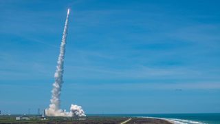 A United Launch Alliance Atlas V rocket carrying the SBIRS GEO Flight 5 missile-warning satellite for the U.S. Space Force lifts off from Space Launch Complex 41 at Cape Canaveral Space Force Station in Florida on May 18, 2021.