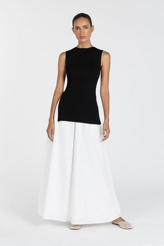 Gemima White Linen Midi Skirt