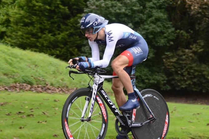 Martin Elmiger (IAM Cycling) finished fourth in the time trial and moved up to third overall in general classification at the Tour of Britain