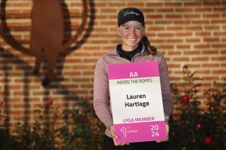 Lauren Hartlage holds her LPGA Tour card