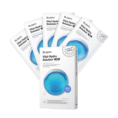 Dr.jart+ Dermask Vital Hydra Solution Glow Face Mask With Hyaluronic Acid | Sheet Mask | Korean Skin Care, 5 Pack