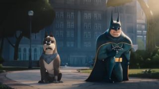 Batman and a dog in League of Super-Pets