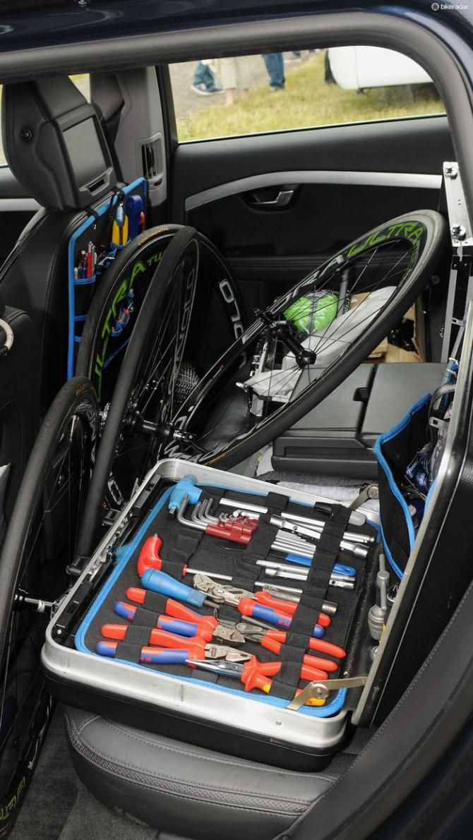 The rear seat of Movistar's team car. Just add a mechanic - although we're not sure where - and you're all set