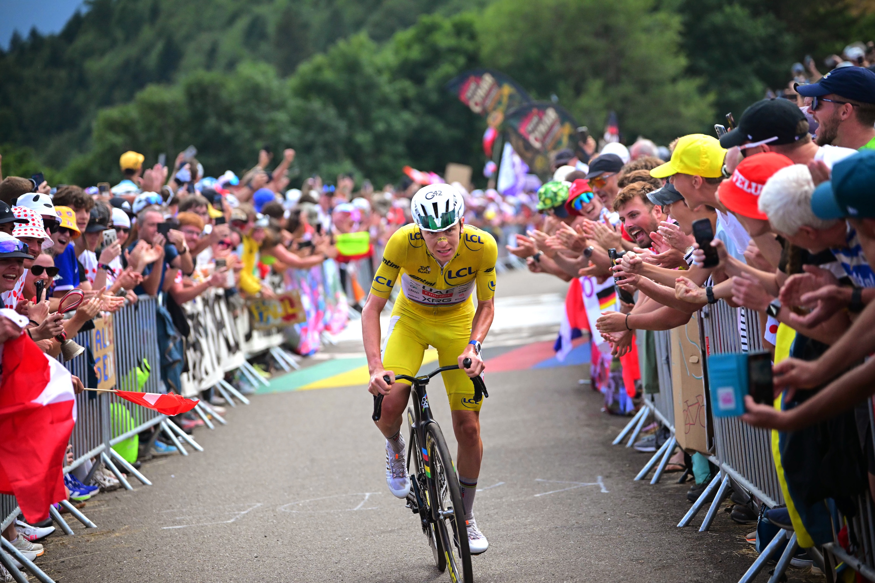 Tadej Pogačar on stage 14 of the 2026 Tour de France