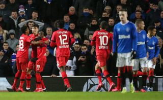 Kai Havertz, who has been linked with a move to Chelsea, scored for Bayer Leverkusen against Rangers