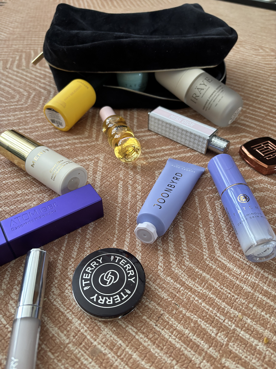Mica Ricketts beauty bag filled with the best chic miniatures for travel