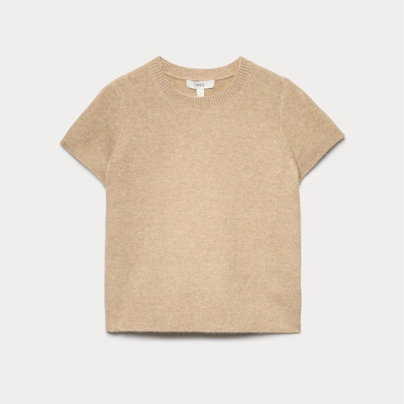 M&amp;amp;S, Crew Neck Short Knitted Top With Wool