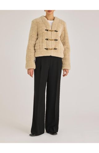 Quilted Stitch Shearling Jacket