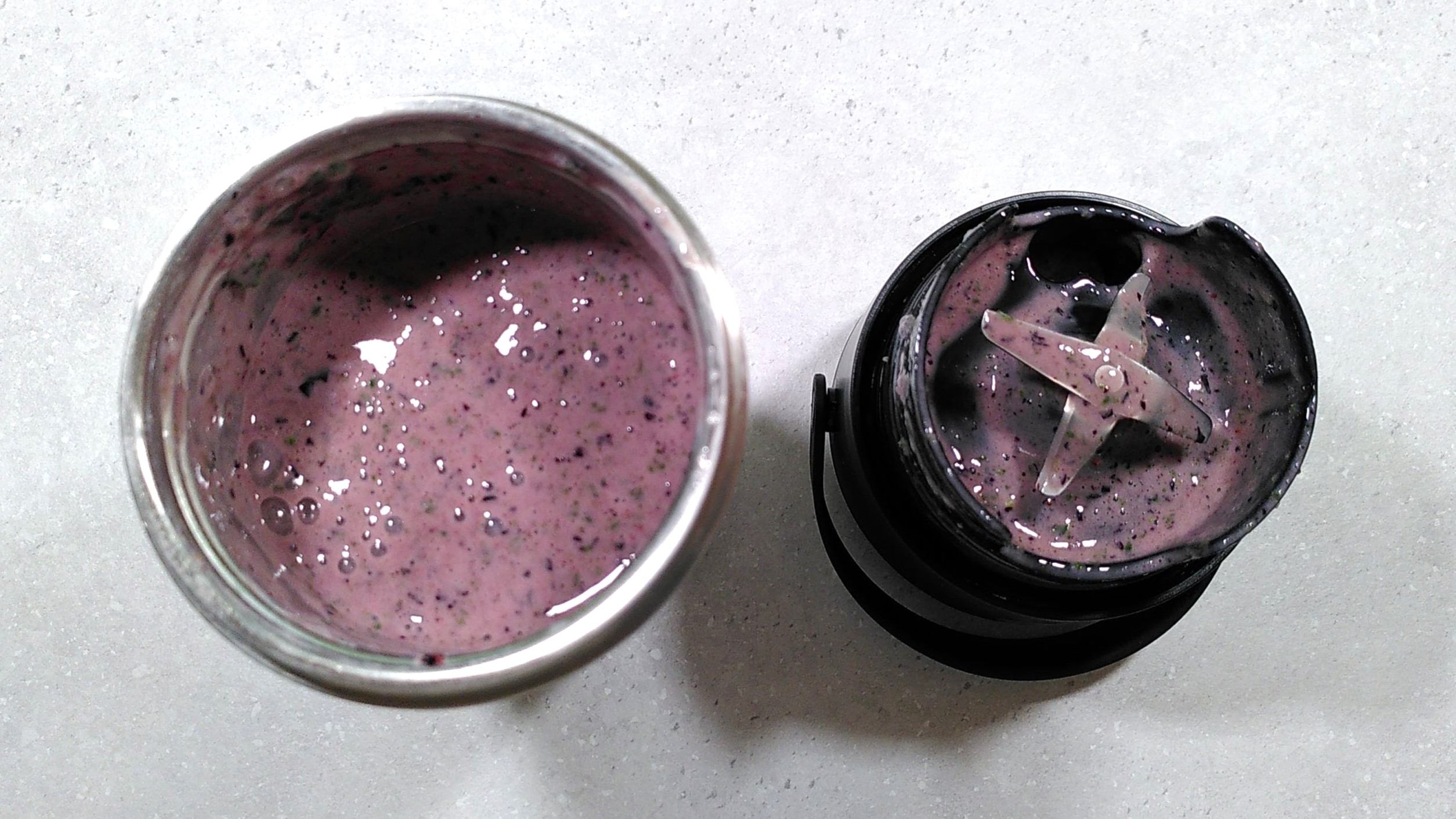Nutribullet Flip blender containing fully blended smoothie