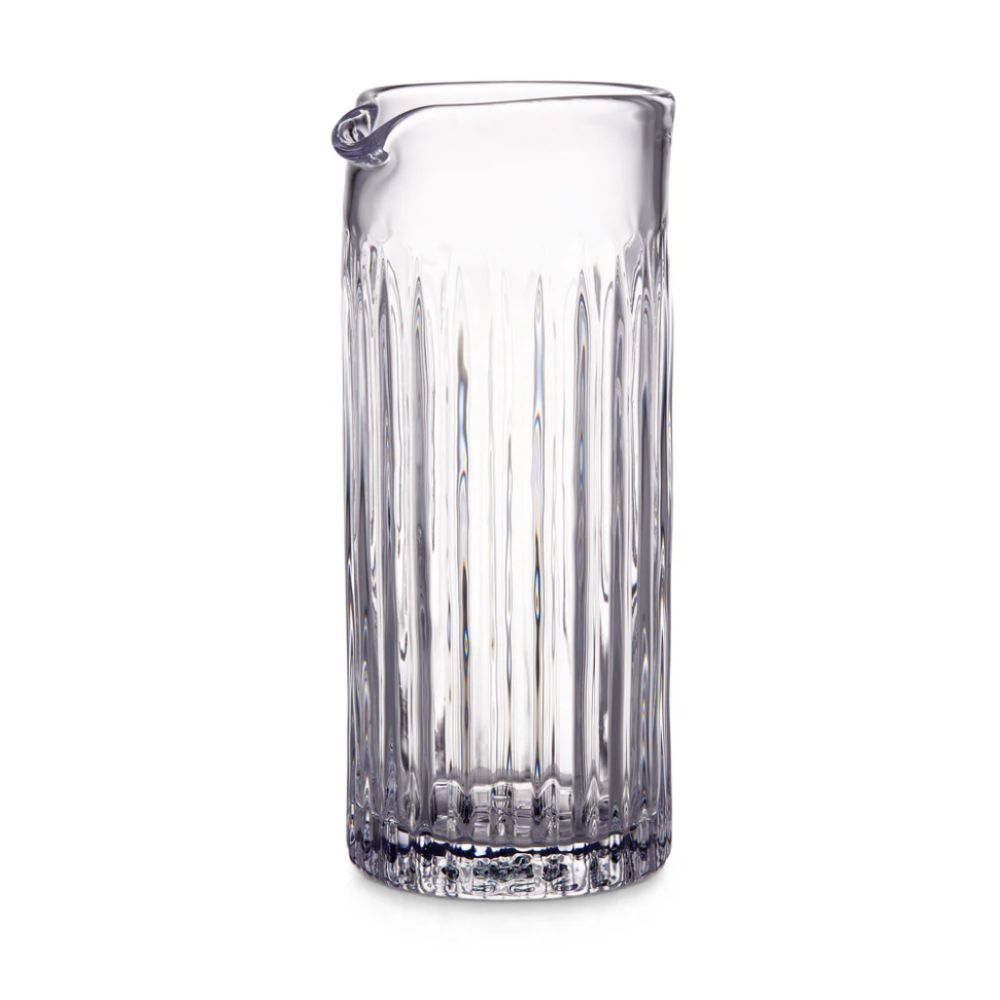 Tall glass ribbed pitcher