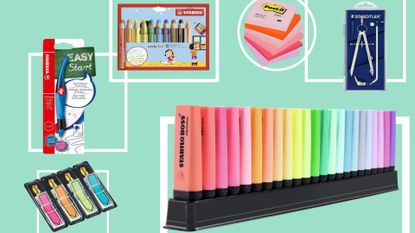 Amazon Prime Day stationery deals illustrated by colourful montage