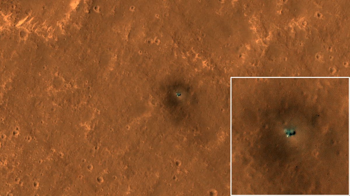 The HiRISE camera on NASA&#039;s Mars Reconnaissance Orbiter got its best view yet of the agency’s InSight lander on September 23, 2019.