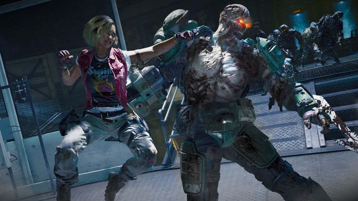 A character punches a large, mutated zombie in the jaw in Call of Duty: Black Ops 6.