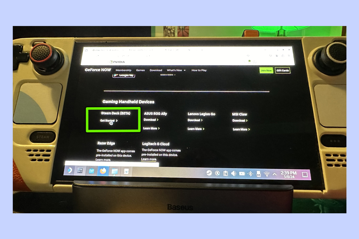 A browser window open in Steam Deck OLED's Desktop Mode.