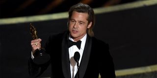 Brad Pitt at the 92nd Academy Awards giving his acceptance speech for Best Supporting Actor