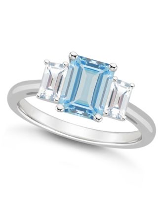 Women's Sky Blue Topaz (2 Ct.t.w.) and White Topaz (3/4 Ct.t.w.) 3-Stone Ring in Sterling Silver