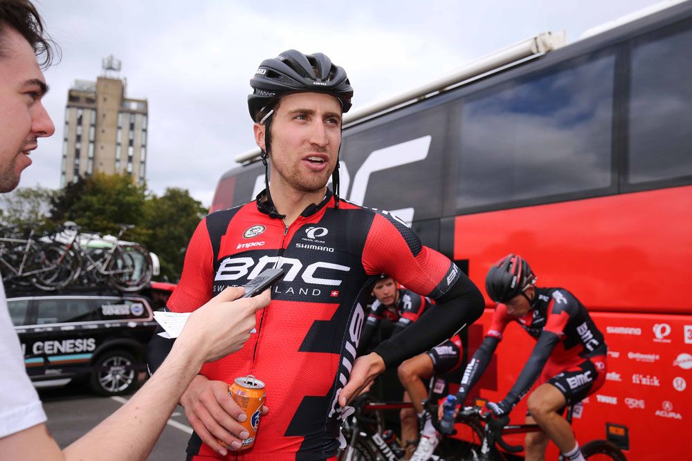 Taylor Phinney (BMC Racing) speaks to the press