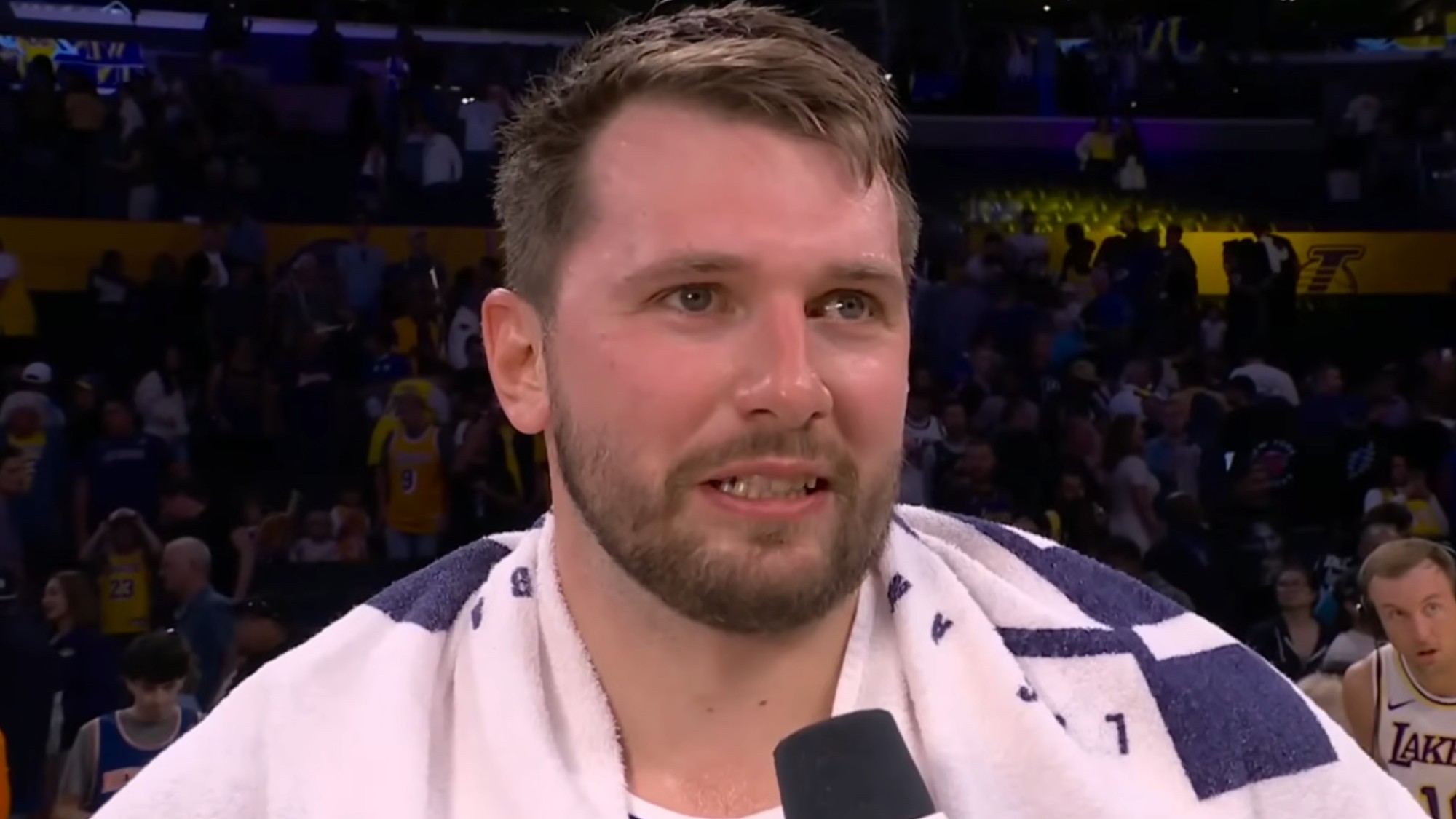 Luka Dončić in a post-game interview on ESPN 