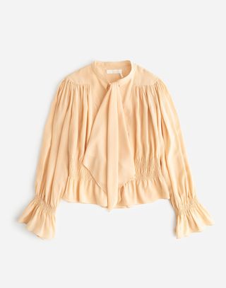 Madewell x Reluxe Fashion, Blus Ruffled Sutra Preowned Chloé Netral Pink