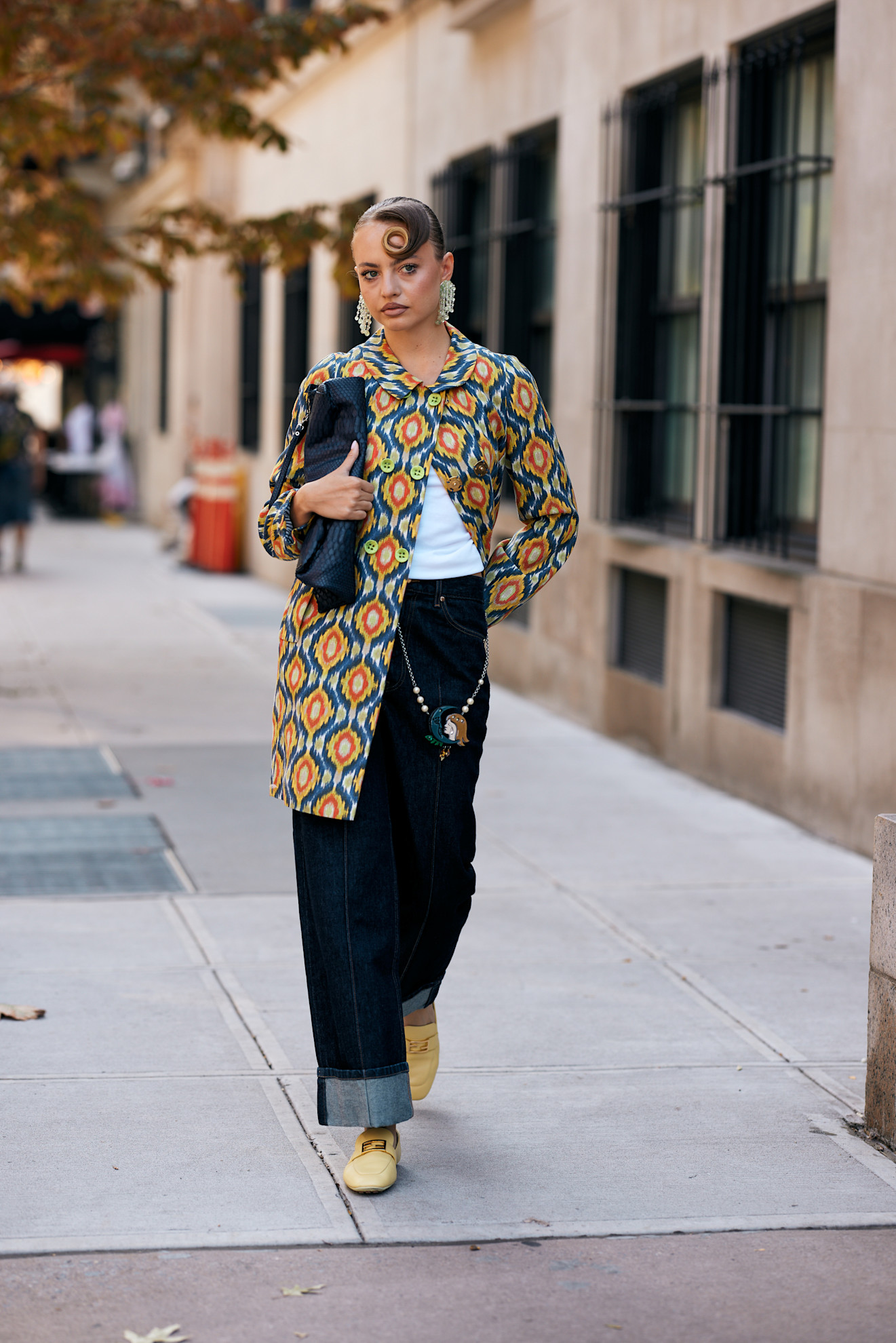 women at fashion week wearing their best cuffed jeans