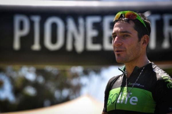 Kevin Evans at the finish