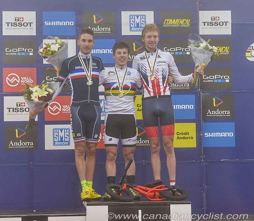 U23 Men's XC Podium: Victor Koretzky, Anton Cooper, Grant Ferguson