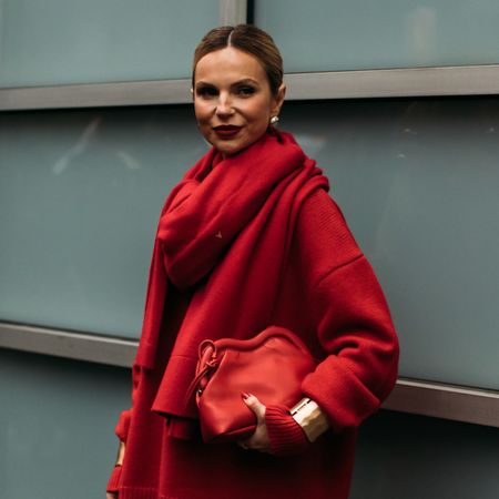 woman wearing red sweater