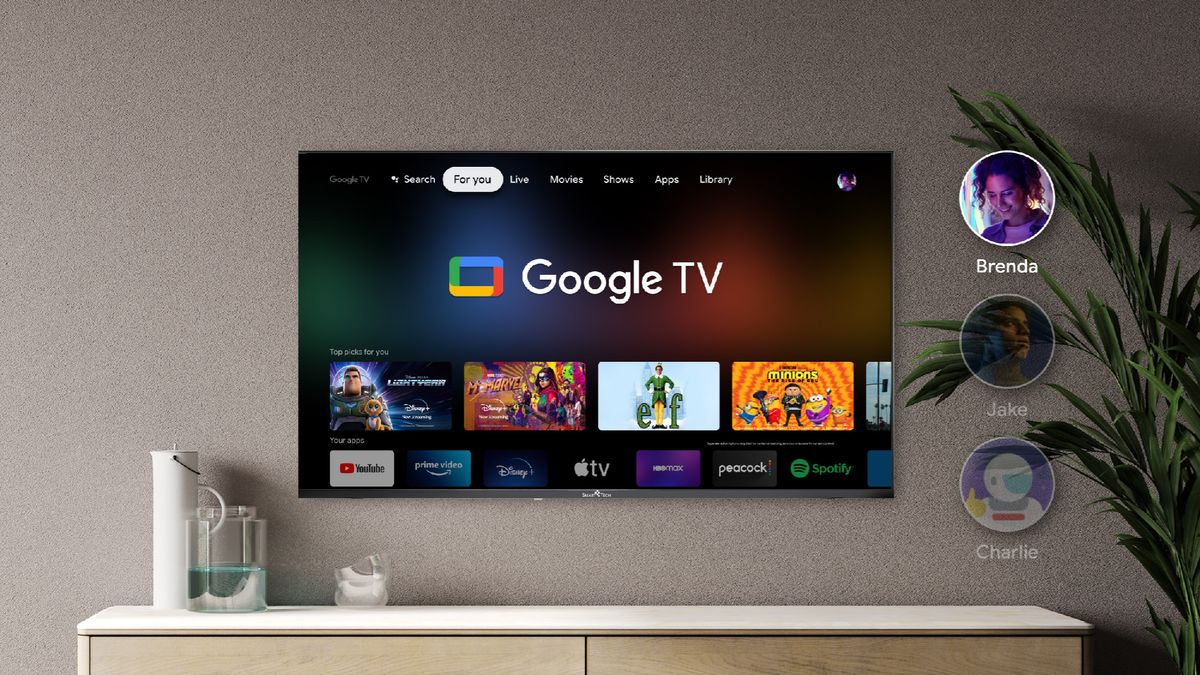 Google TV on wall in living room